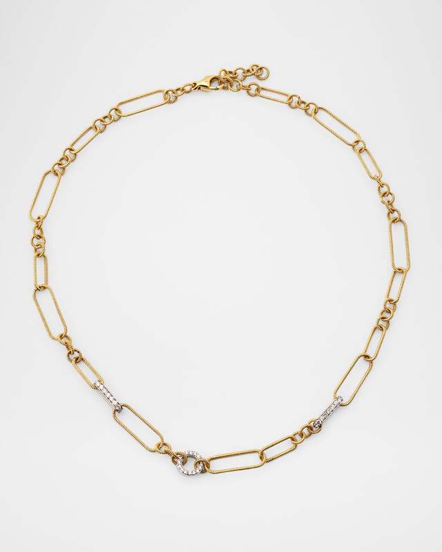 18K Yellow Gold Sabbia D'Oro Necklace with White Diamonds